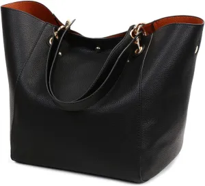 Tote Handbag for Women Large Capacity Work PU Leather Bucket Purse Designer Satchel Hobo Shoulder Bag