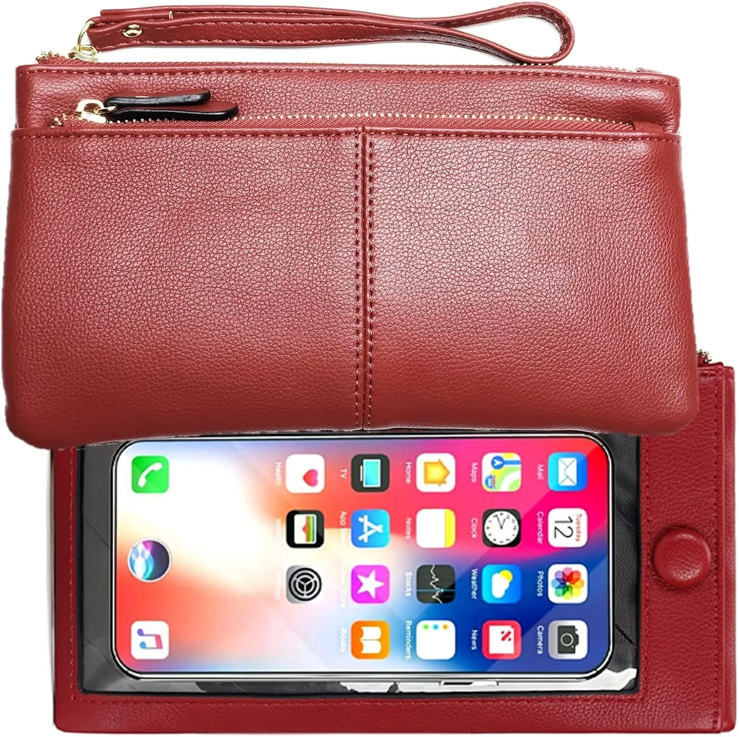 Touch Screen Phone Clutch Bag Case Leather Wristlet Handbag Wallet for Women Girls