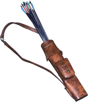Traditional Leather Archery Quiver - Arrow Holder - Arrow Quiver - Pocket Quiver - Brown Quiver - Sage Quiver - Back Quiver Bow Arrow Holder - Handmade Leather Quiver Gift for him