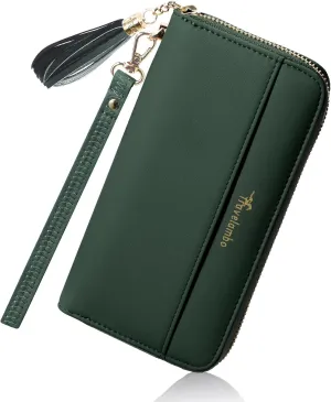 Travelambo Womens Wallet Tassel Bifold Ladies Cluth Wristlet Wrist strap Long Purse
