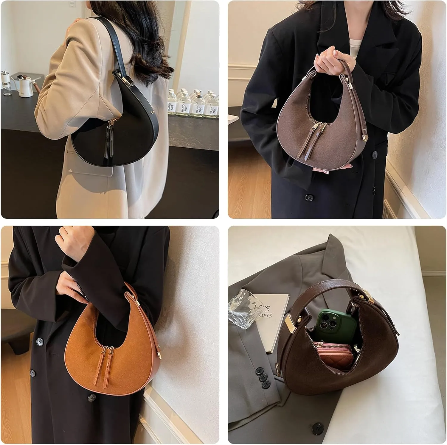 Trendy Leather Shoulder Bag with Zippered Underarm Bags Casual Party Handbag for Women Trendy Satchel Purse