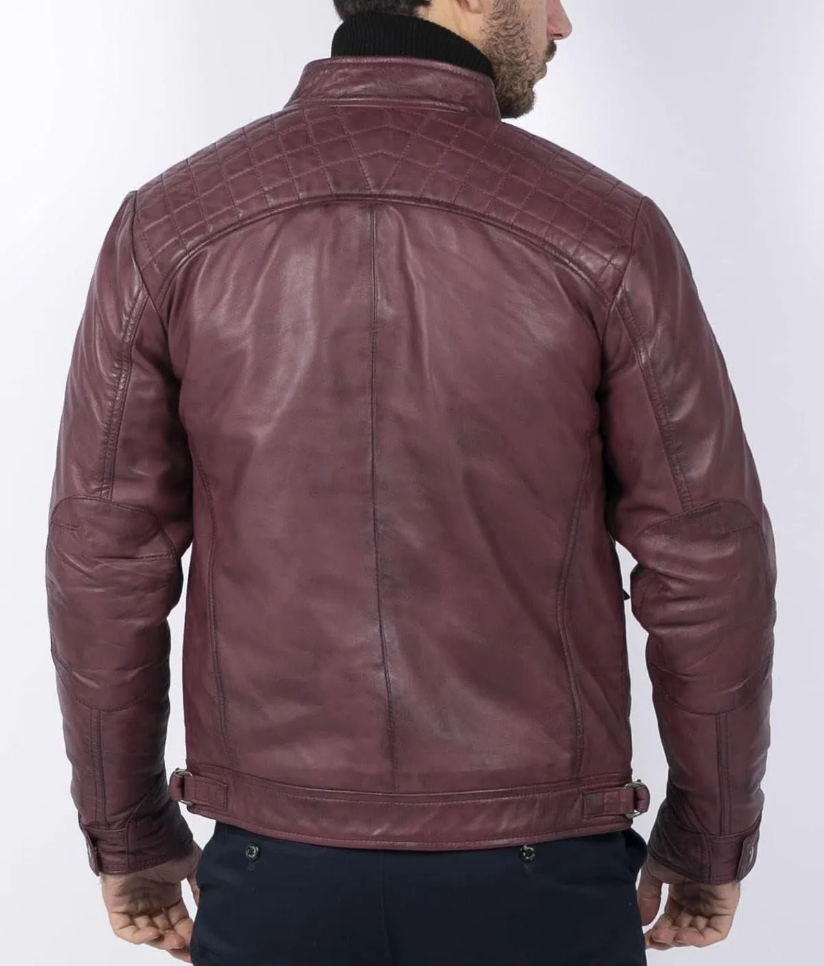TruClothing Men's Biker Jacket Outwear Windproof Winter Motorcycle Rider Real Leather Jackets Coat Retro