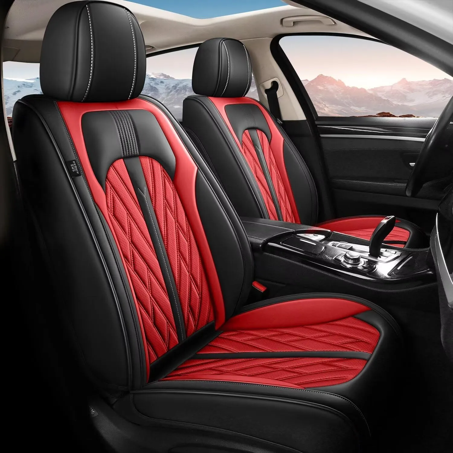 TTX LIGHTING Seat Covers for Car 2 Front Seat Fit for Subaru Ascent 2019-2024 2025 Leather Seat Covers Breathable Waterproof Seat Protectors Automotive Seat Cushion with Airbag Compatible (Black&Red)