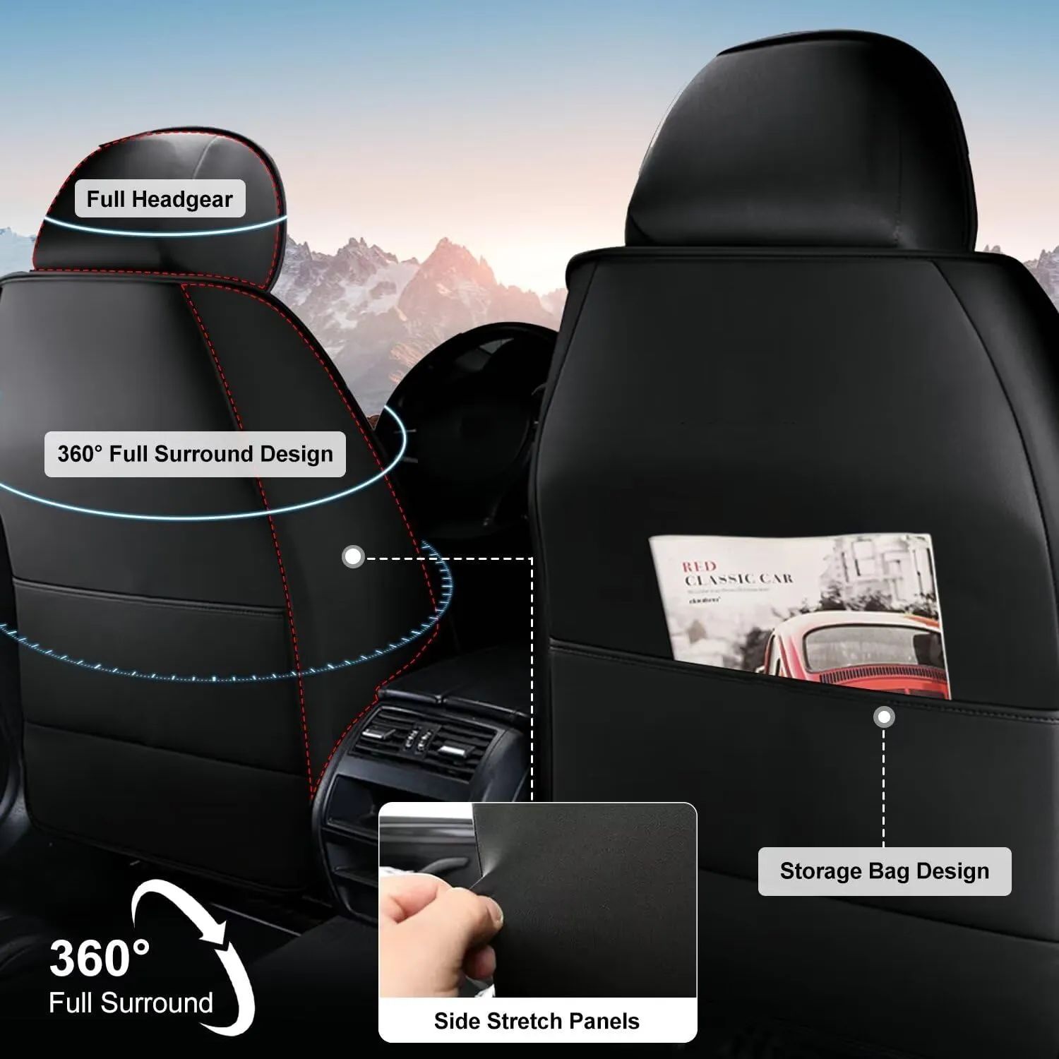 TTX LIGHTING Seat Covers for Car 2 Front Seat Fit for Subaru Ascent 2019-2024 2025 Leather Seat Covers Breathable Waterproof Seat Protectors Automotive Seat Cushion with Airbag Compatible (Black&Red)