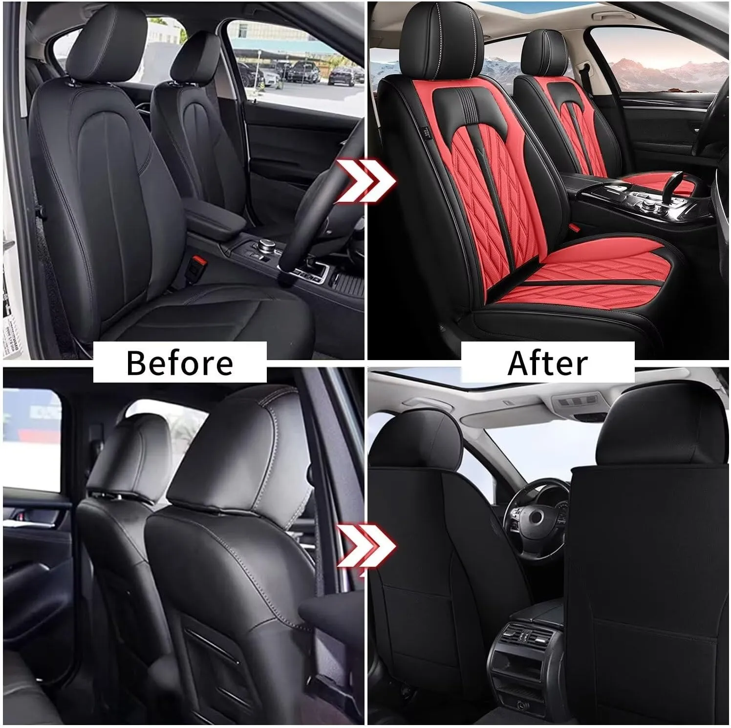 TTX LIGHTING Seat Covers for Car 2 Front Seat Fit for Subaru Ascent 2019-2024 2025 Leather Seat Covers Breathable Waterproof Seat Protectors Automotive Seat Cushion with Airbag Compatible (Black&Red)