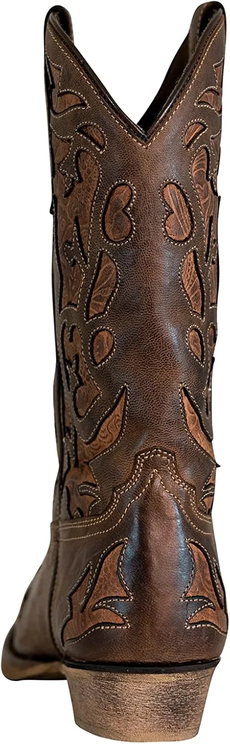 TuffRider Women Jackson Embroidered Leather Square Toe Western Boots