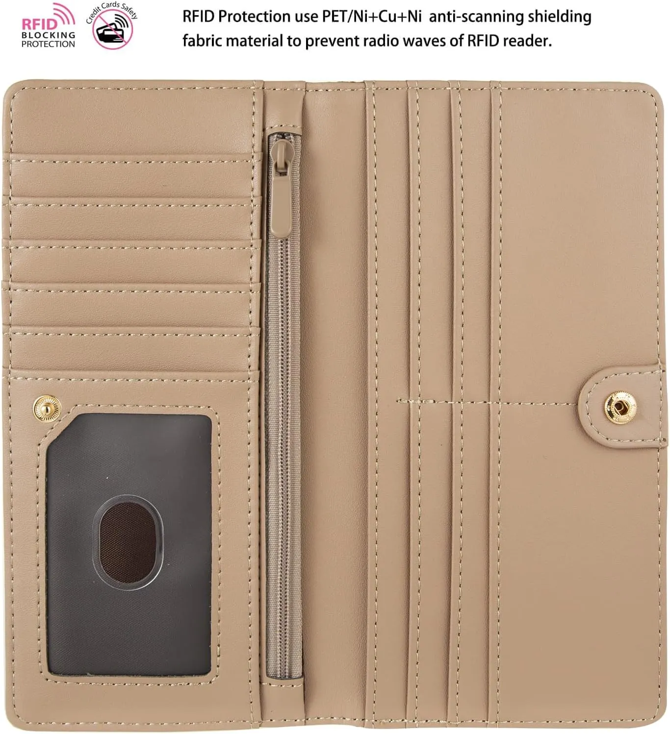 Ultra Slim Thin Leather Women Wallet Rfid Blocking Credit Card Holder Bifold Clutch (Beautiful Field Flowers)