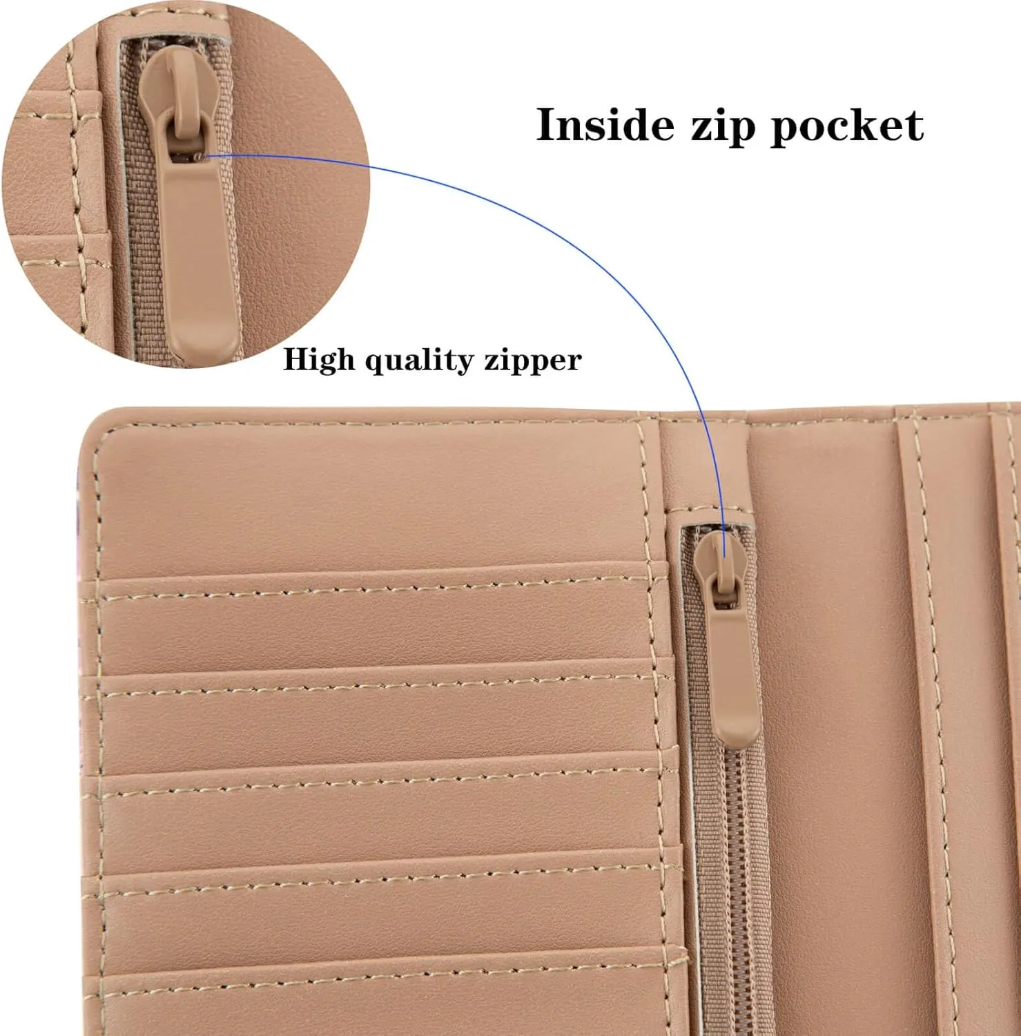Ultra Slim Thin Leather Women Wallet Rfid Blocking Credit Card Holder Bifold Clutch (Beautiful Field Flowers)