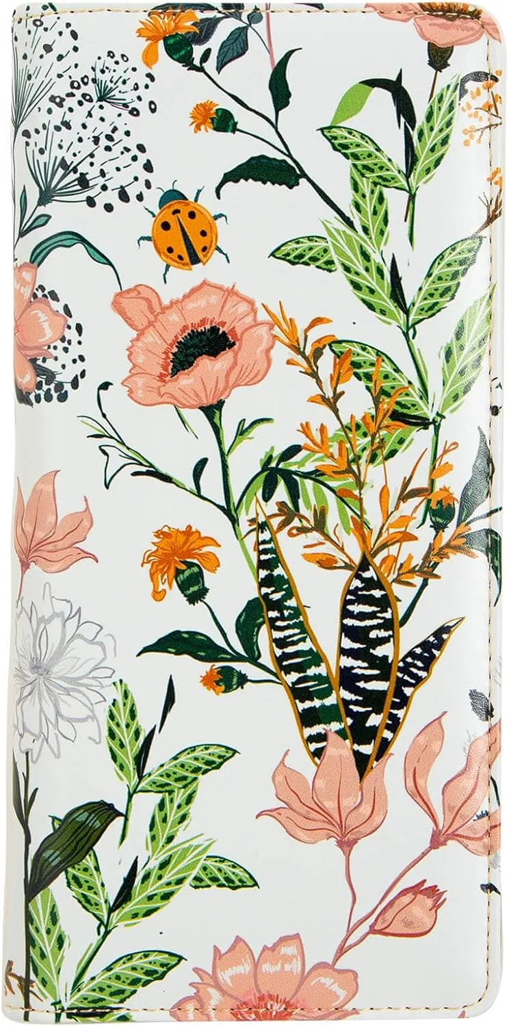 Ultra Slim Thin Leather Women Wallet Rfid Blocking Credit Card Holder Bifold Clutch (Beautiful Field Flowers)