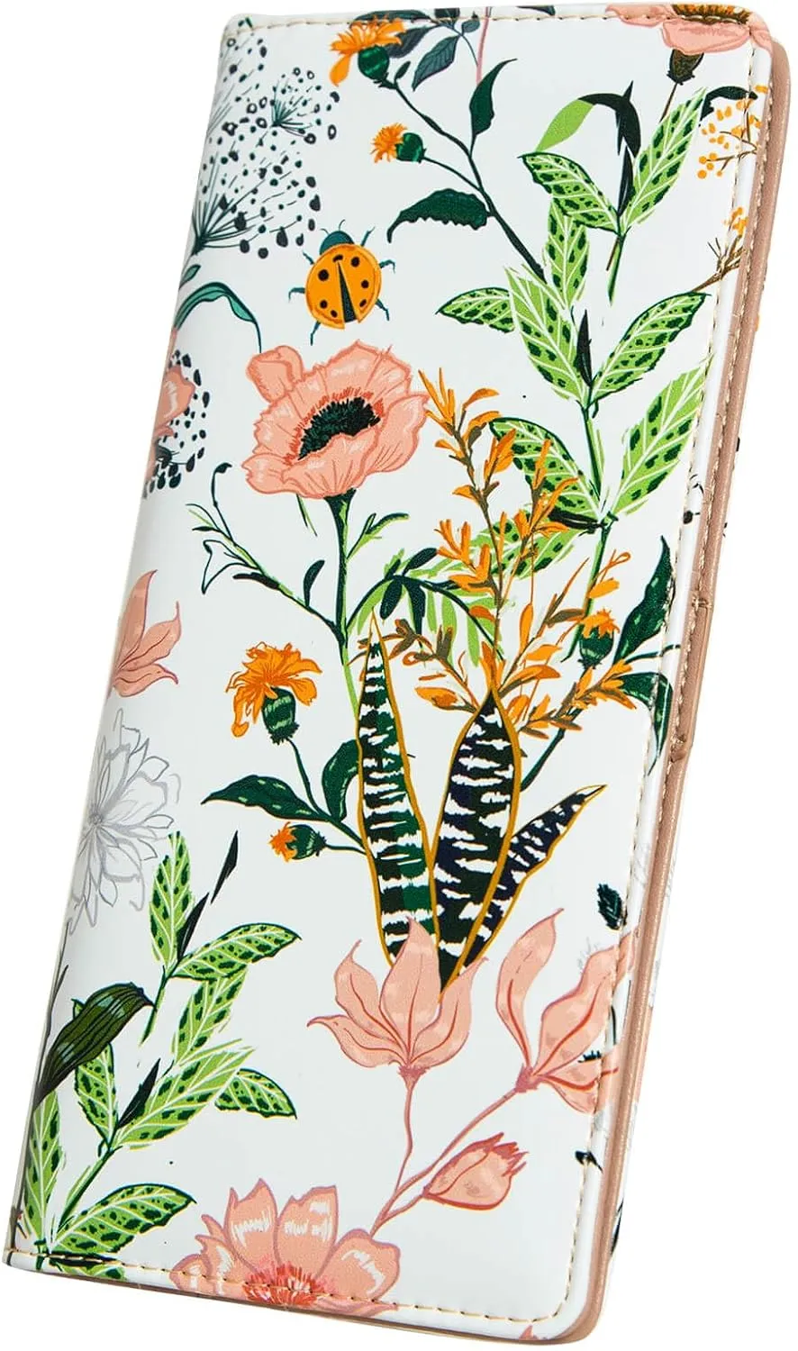 Ultra Slim Thin Leather Women Wallet Rfid Blocking Credit Card Holder Bifold Clutch (Beautiful Field Flowers)