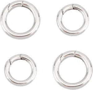 UNICRAFTALE 4Pcs 2 Sizes Spring Gate Rings 304 Stainless Steel Snap Clasps 20~24mm Round Carabiner Clips Snap Hooks Spring Keyring Buckle Clasps for Bag Purse Shoulder Strap Key Chains