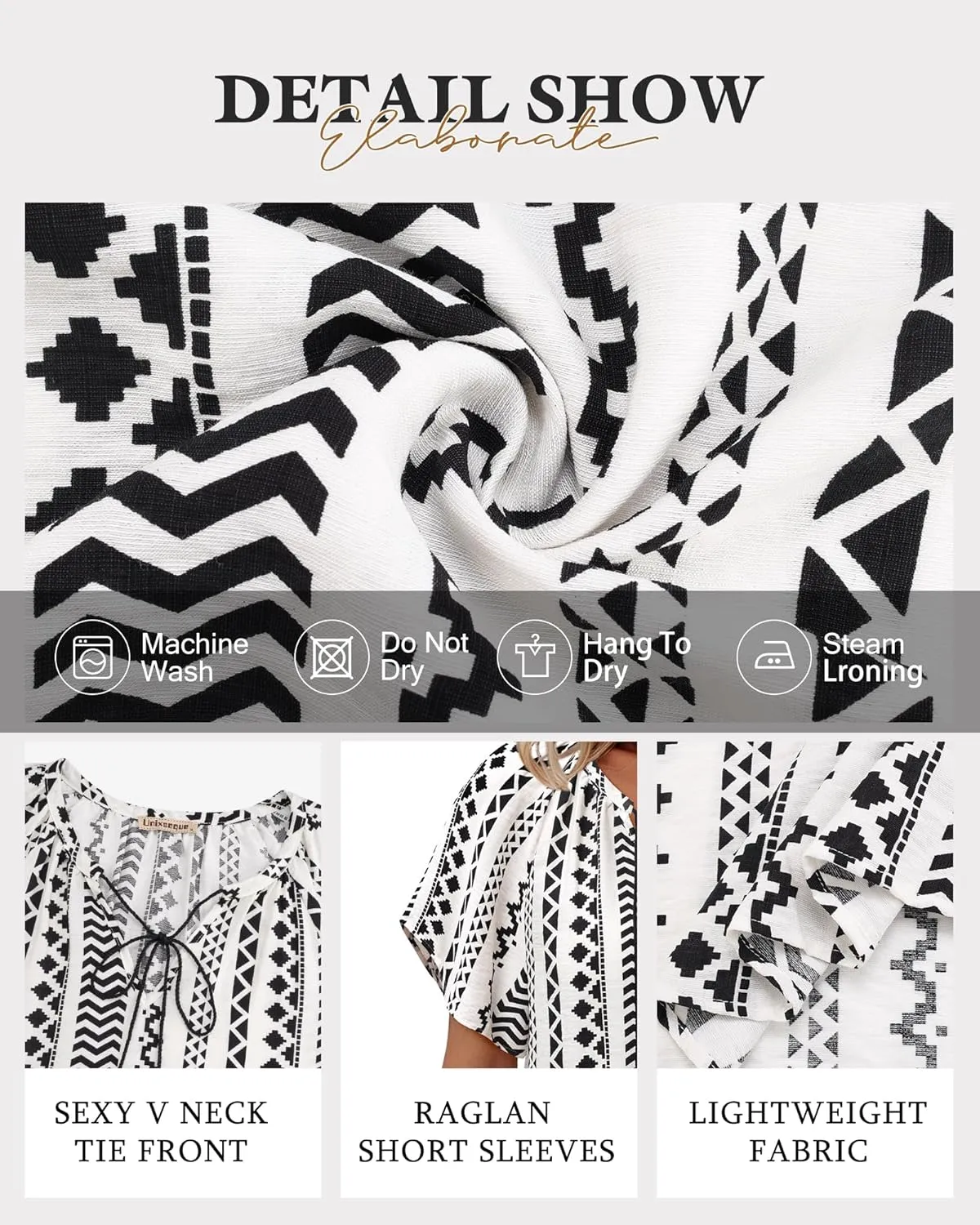 Unixseque Summer Tops for Women Casual Boho Blouses Short Sleeve V Neck Shirts Tie Front 2025 Trendy Beach Vacation Clothes