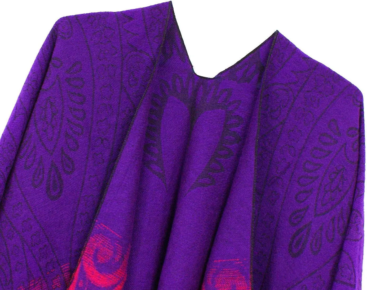 Urban CoCo Women's Retro Style Vintage Pattern Tassel Poncho Shawl Cape Wraps For Women