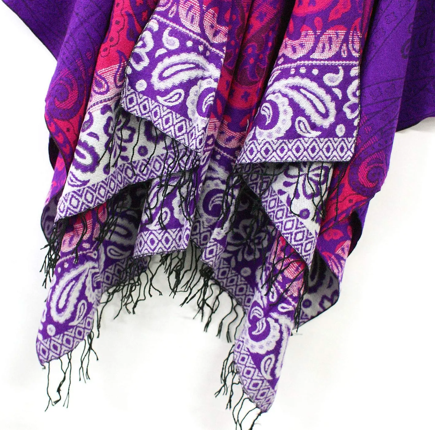 Urban CoCo Women's Retro Style Vintage Pattern Tassel Poncho Shawl Cape Wraps For Women