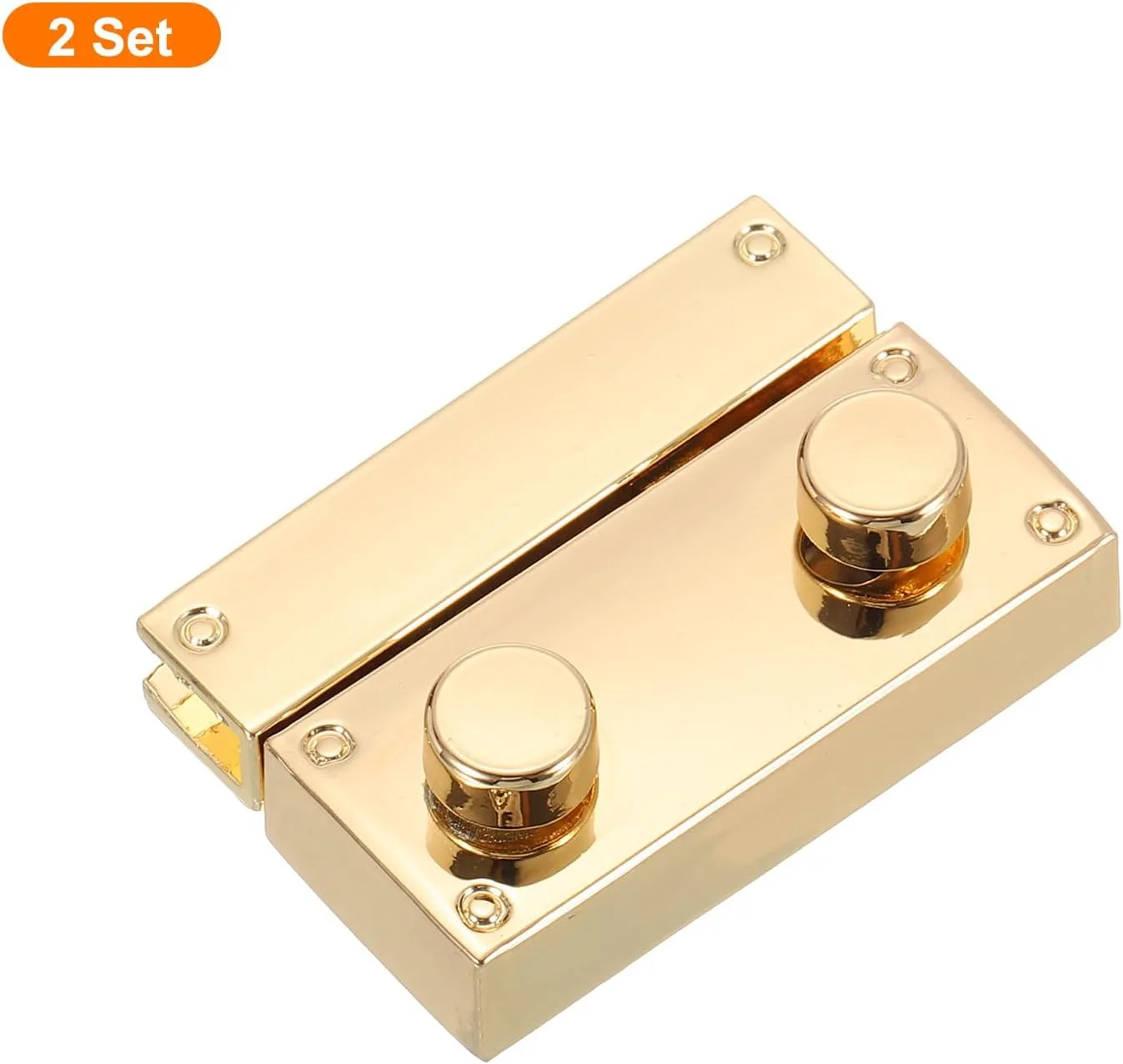 uxcell 2Set Turn Lock Clasp, Rectangle Press Lock Clasp Closure Twist Turn Locks Hardware Buckle Fasteners for Purse Leather Bag Handbag Making Accessories (40x27mm, Gold)