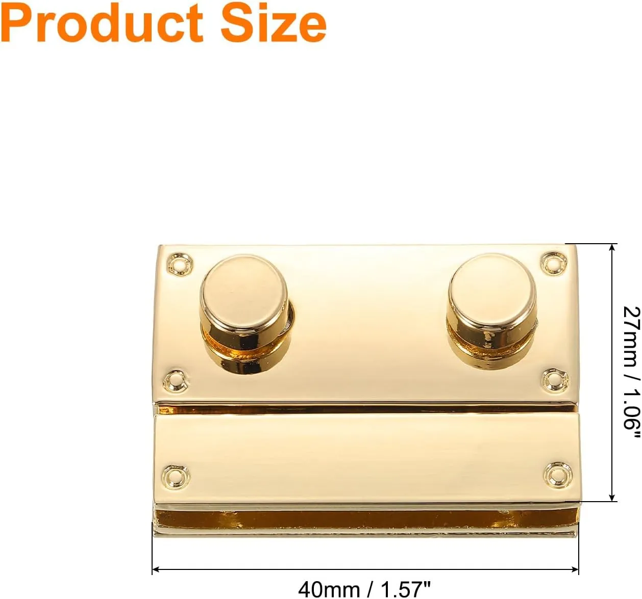 uxcell 2Set Turn Lock Clasp, Rectangle Press Lock Clasp Closure Twist Turn Locks Hardware Buckle Fasteners for Purse Leather Bag Handbag Making Accessories (40x27mm, Gold)