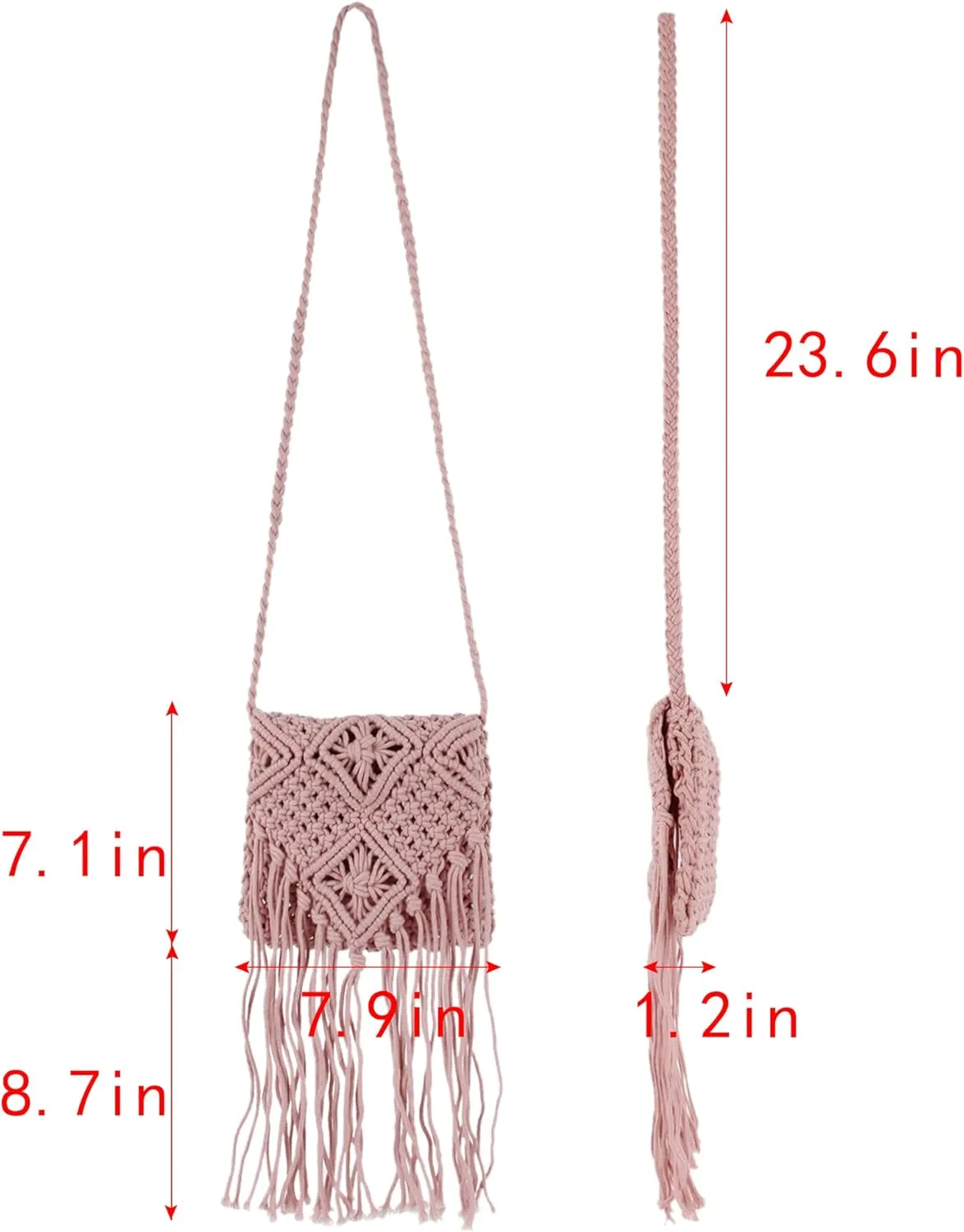 Van Caro Handwoven Cotton Straw Shoulder Bag Crochet Tassel Beach Bohemian Purse for Women