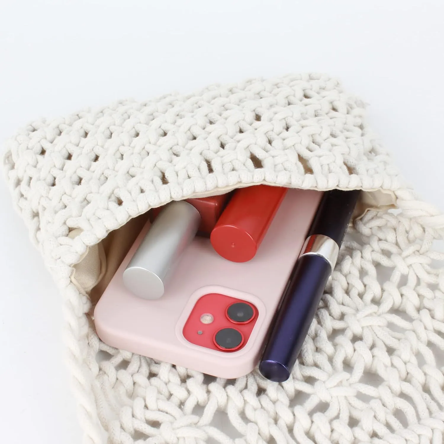 Van Caro Handwoven Cotton Straw Shoulder Bag Crochet Tassel Beach Bohemian Purse for Women