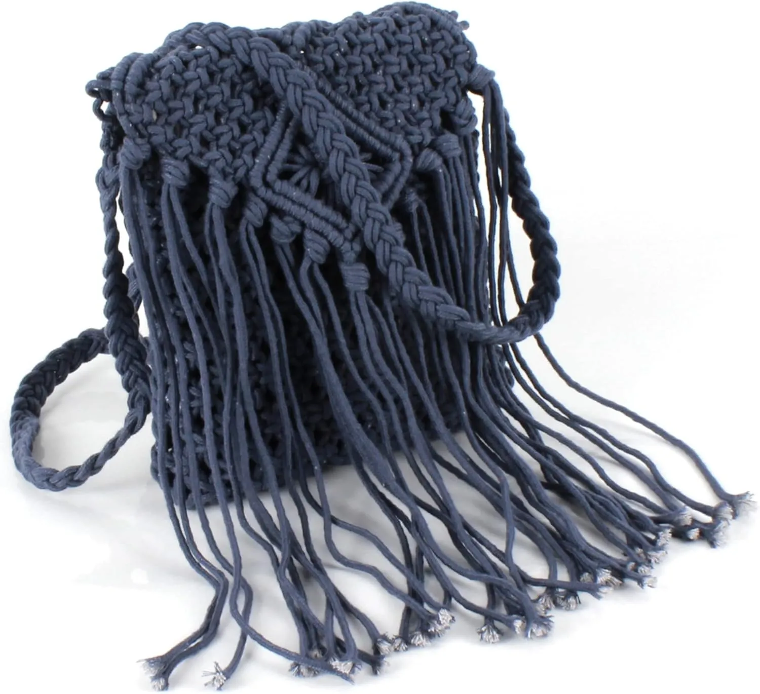 Van Caro Handwoven Cotton Straw Shoulder Bag Crochet Tassel Beach Bohemian Purse for Women