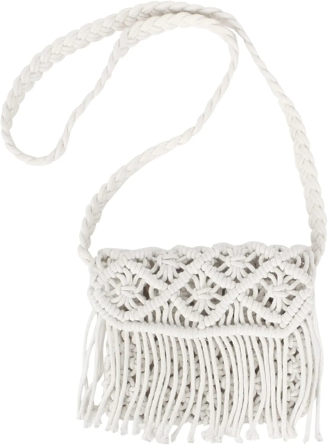 Van Caro Handwoven Cotton Straw Shoulder Bag Crochet Tassel Beach Bohemian Purse for Women