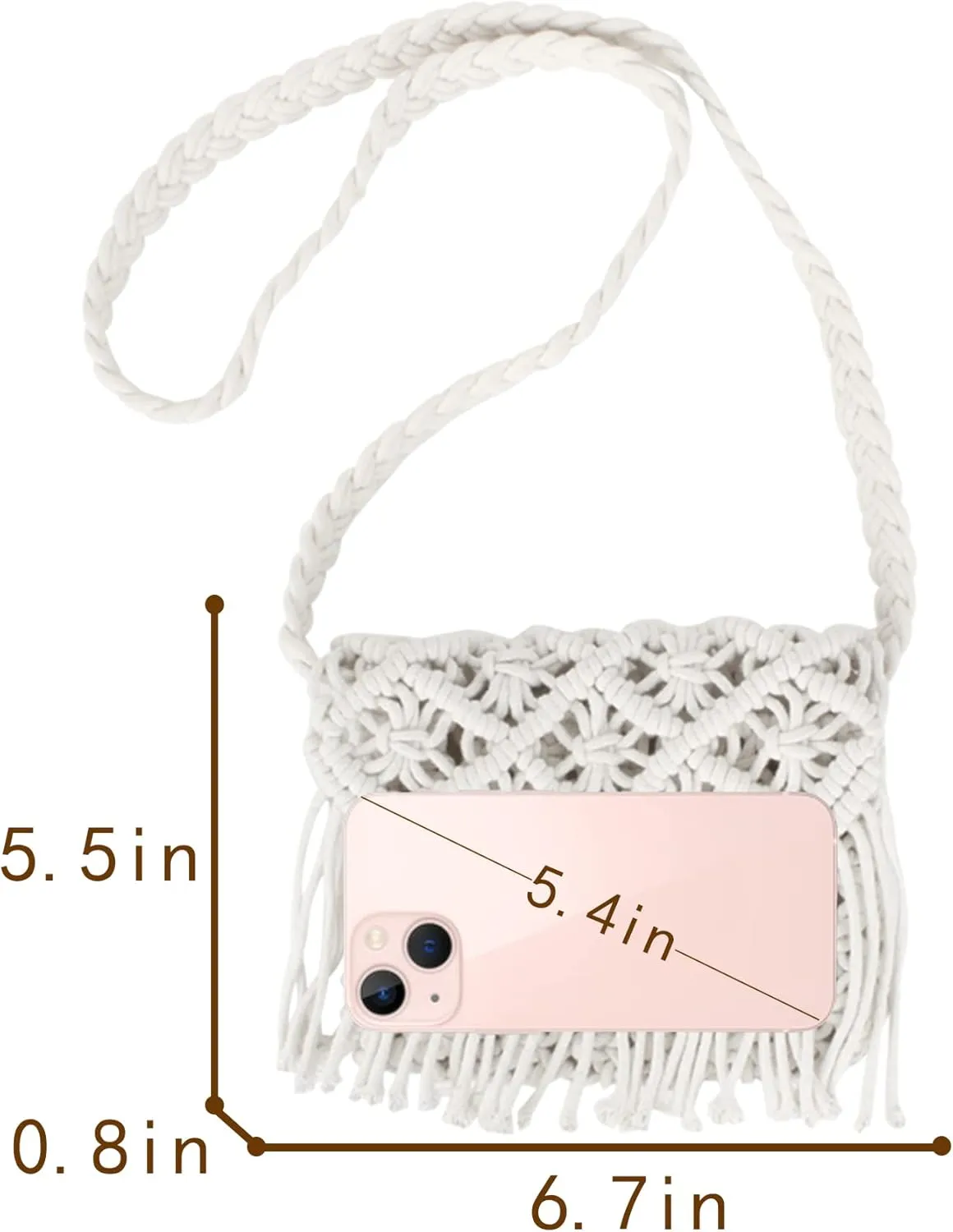 Van Caro Handwoven Cotton Straw Shoulder Bag Crochet Tassel Beach Bohemian Purse for Women