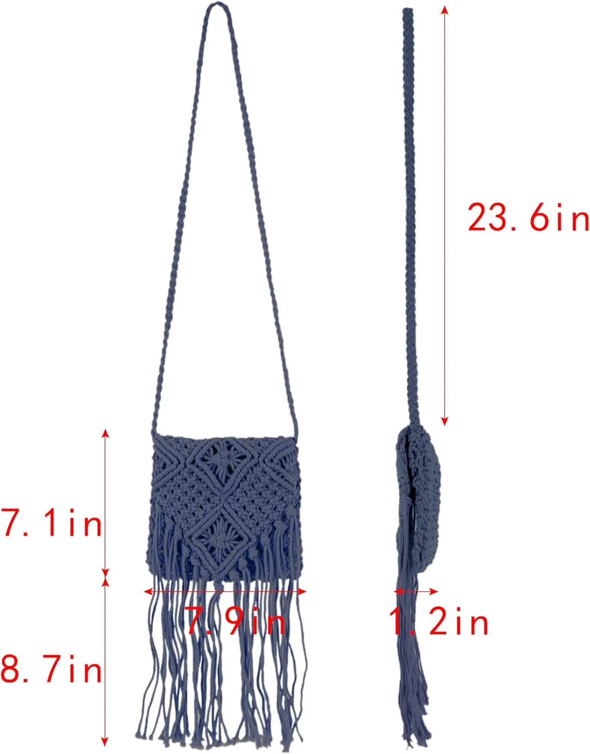 Van Caro Handwoven Cotton Straw Shoulder Bag Crochet Tassel Beach Bohemian Purse for Women