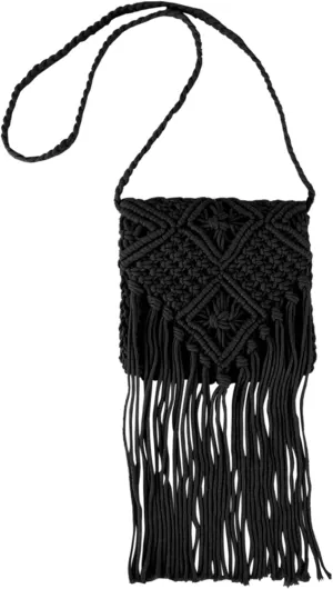 Van Caro Handwoven Cotton Straw Shoulder Bag Crochet Tassel Beach Bohemian Purse for Women