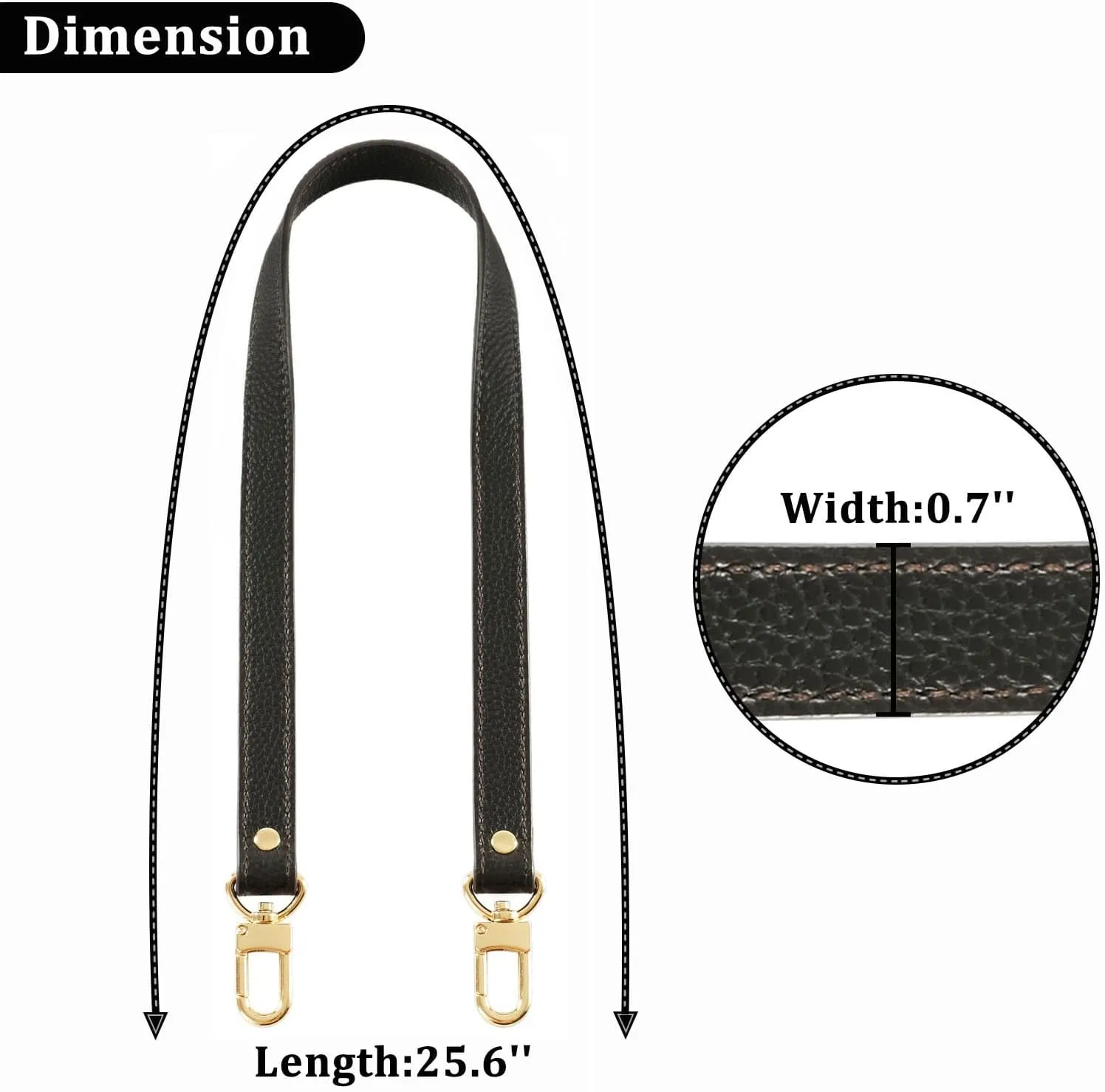 VanEnjoy Full Grain Leather Shoulder Strap Replacement with 2 Square Locks -Extended Version (Expresso)