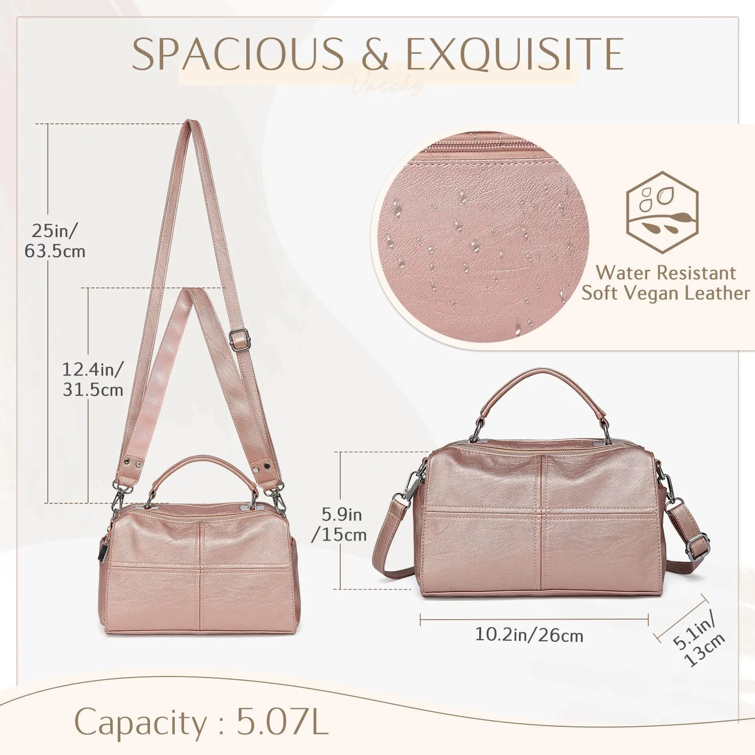 VASCHY Crossbody Bags for Women, Vegan Leather Top Handle Satchel Handbag Fashion Shoulder Bag Purse