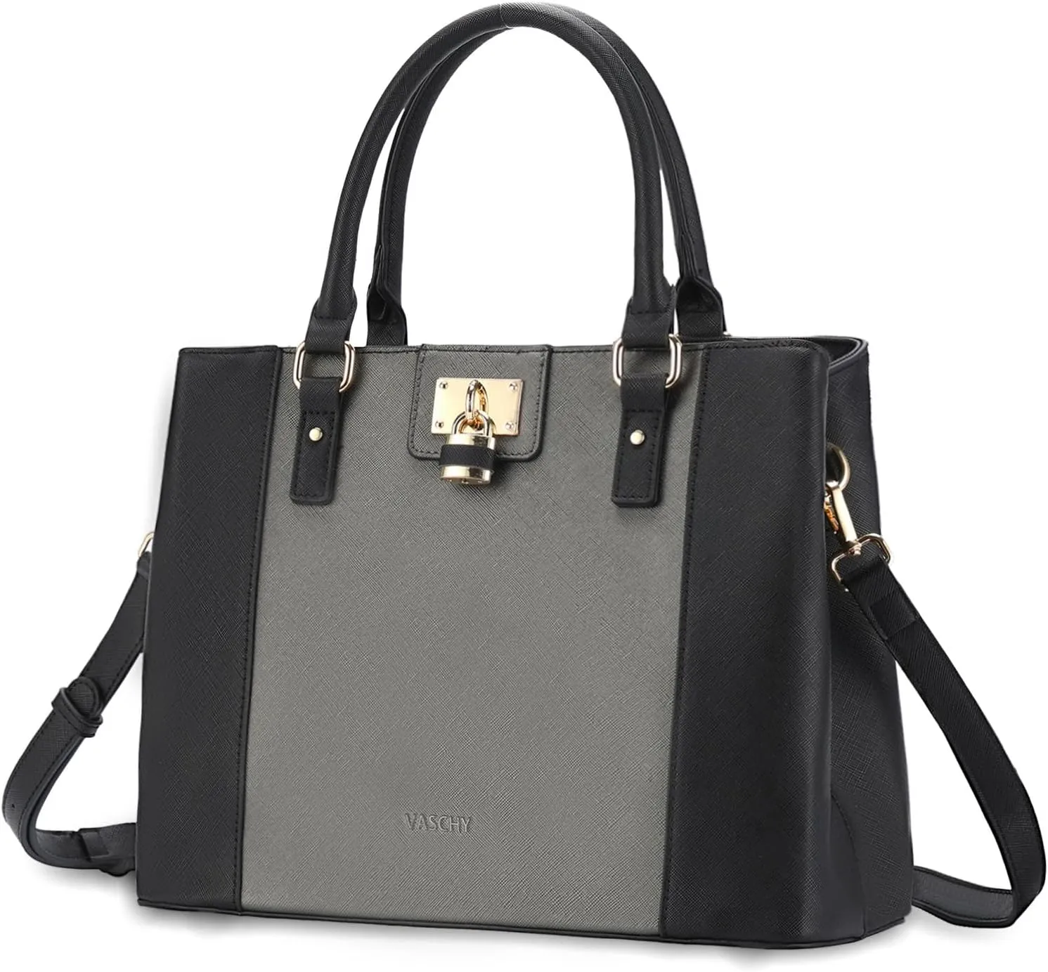 VASCHY Satchel Bag for Women, Trendy Vegan Saffiano Leather Medium Purse Top Handle Handbag Shoulder Tote Crossbody Bag