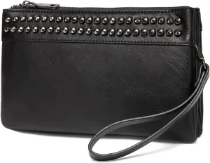 VASCHY Wristlet Clutch Purses, SAC Large Studs Soft Faux Leather Crossbody Evening Clutch Wallet for Women