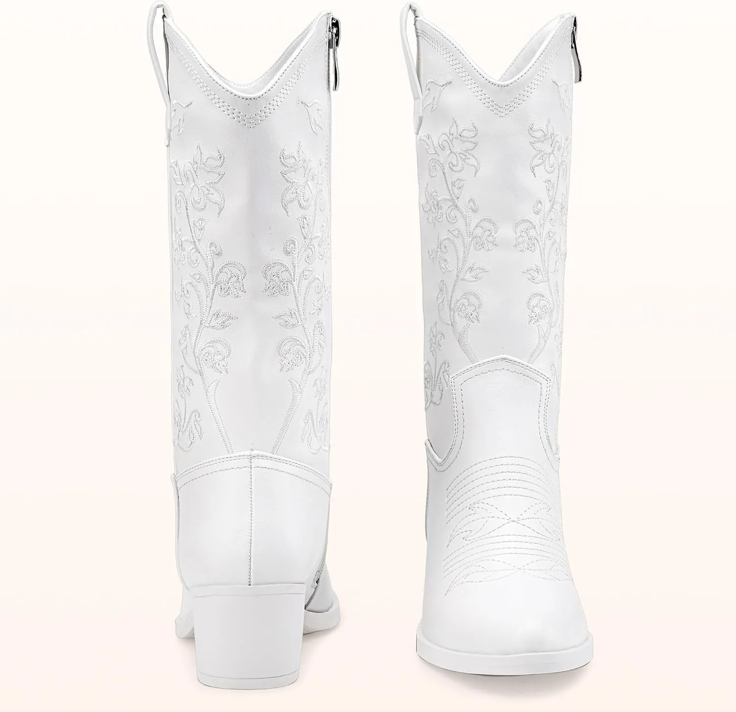 Vepose Women's 9803 Embroided Cowboy Boots,Western Pull on Point Toe Mid-Calf Cowgirl Boots with Inside Zipper