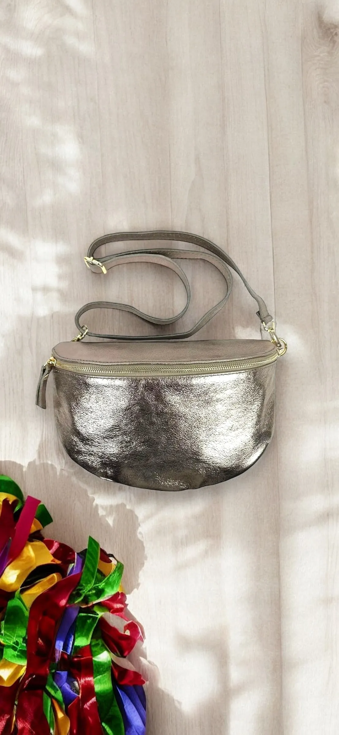 Vera Leather Metallic Sling Bag