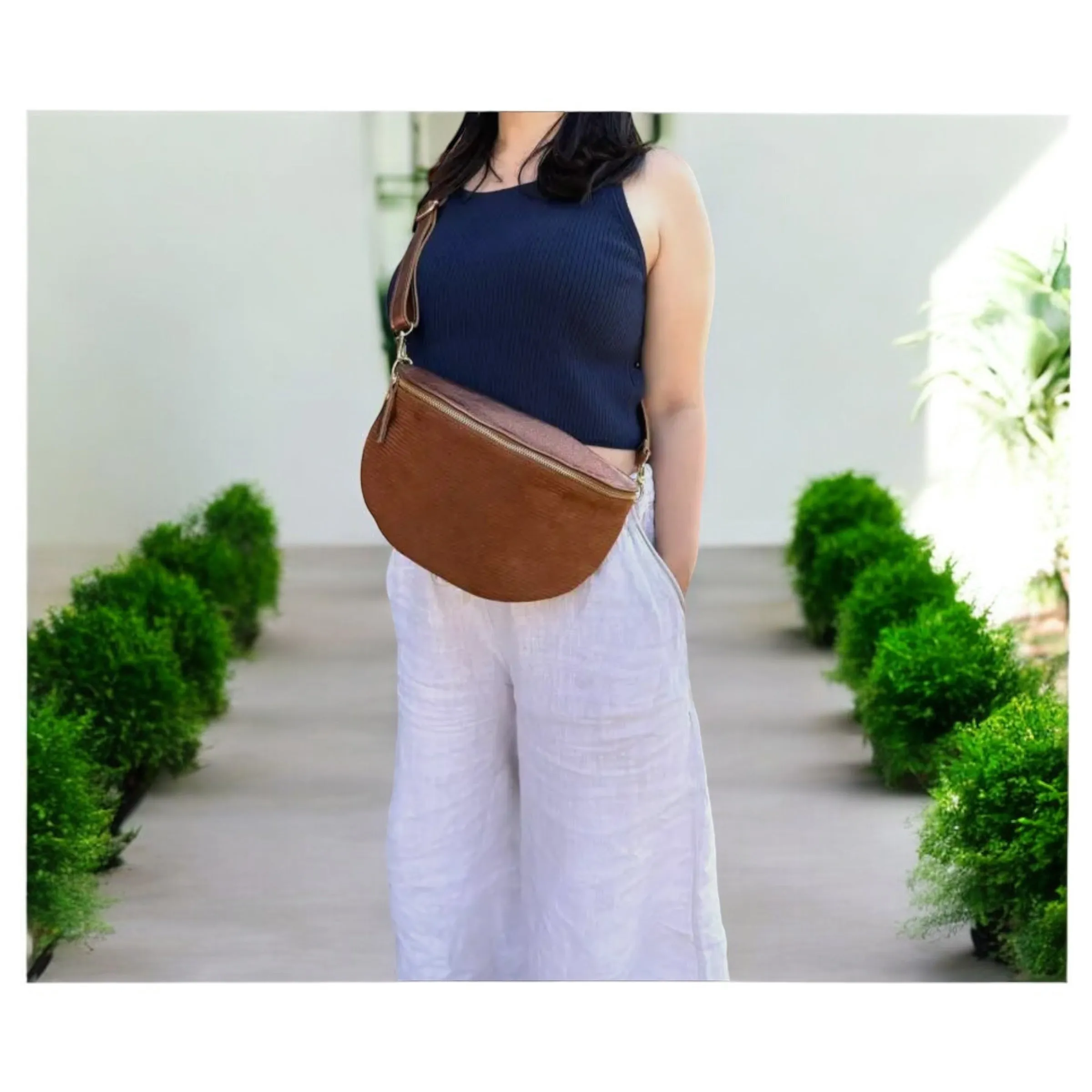 Vera Leather Metallic Sling Bag