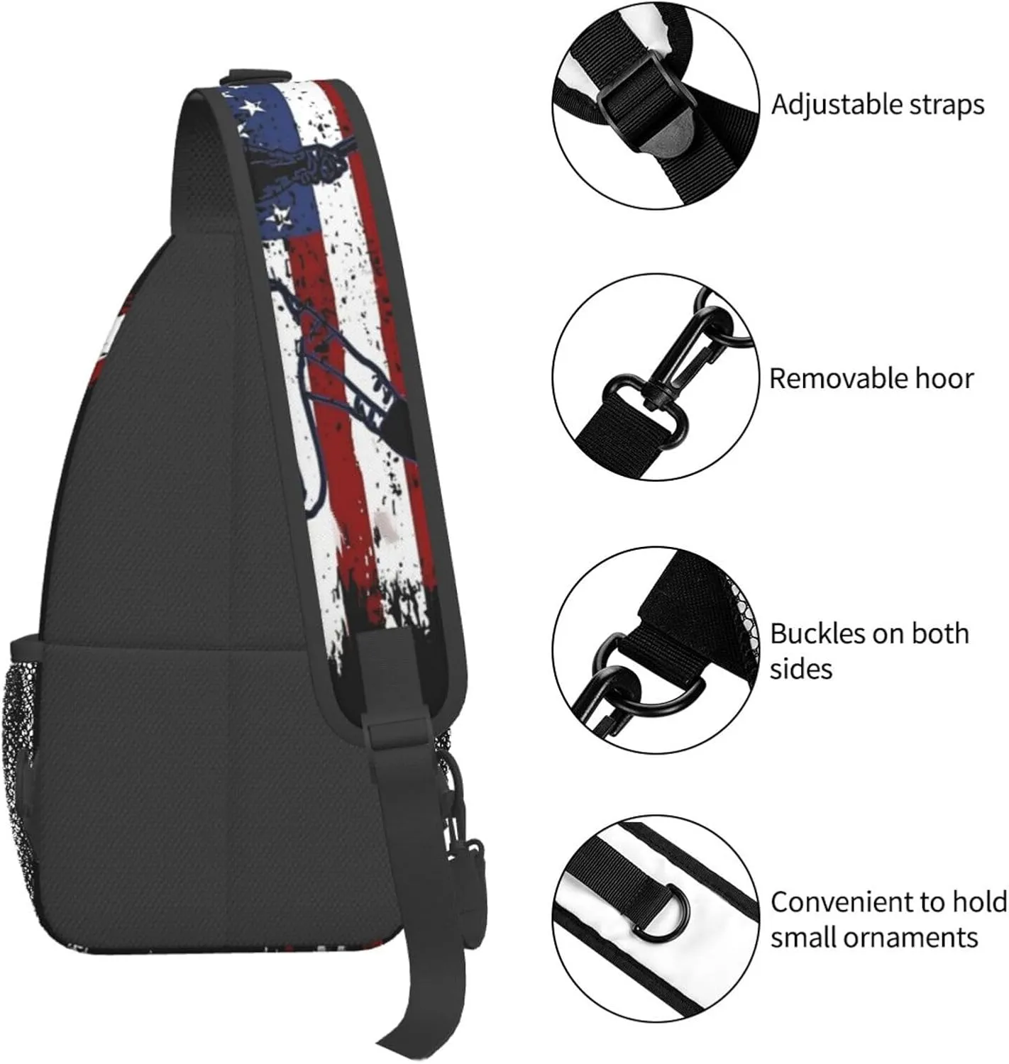 Vintage American Flag Baseball Player Chest Bags Crossbody Sling Bag Shoulder Bag Travel Hiking Daypack For Men Women