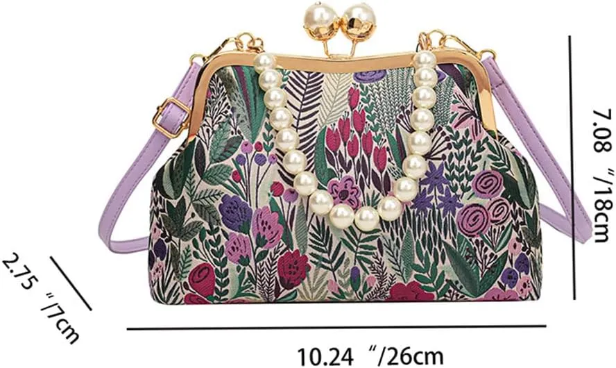 Vintage Embroidered Flower Handbag - Elegant Bohemian Crossbody Purse, Perfect for Parties, Weddings, and Daily Use