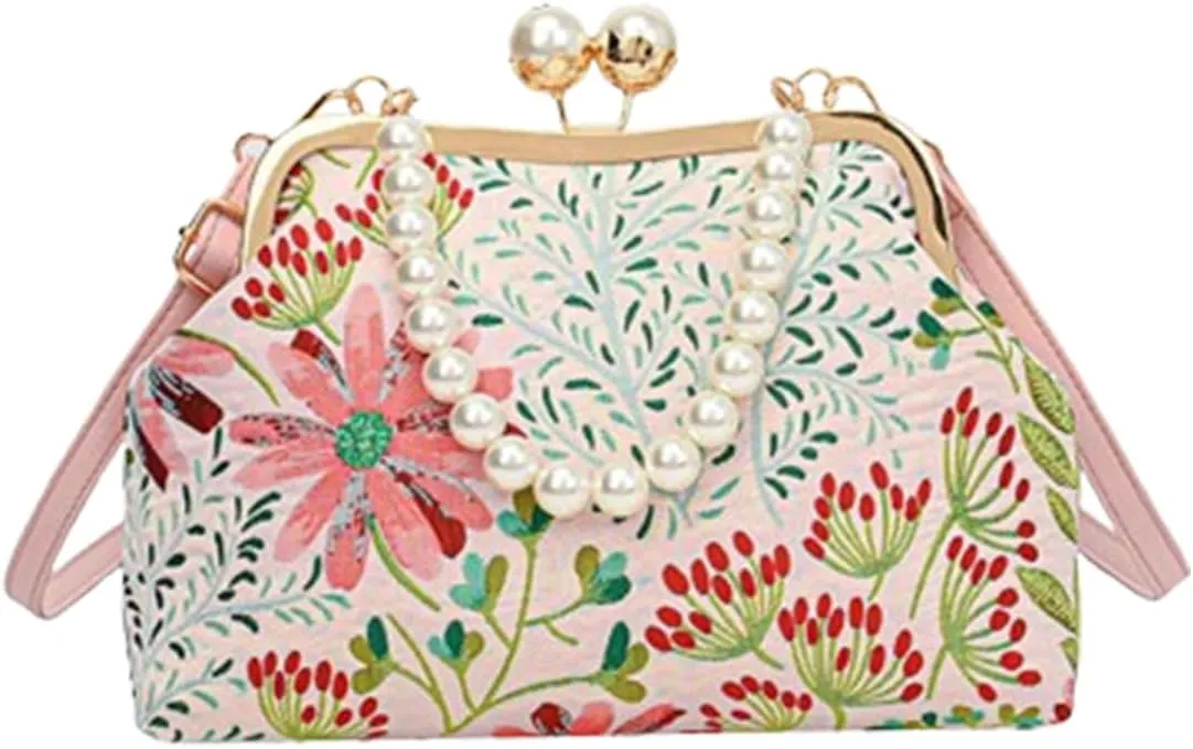 Vintage Embroidered Flower Handbag - Elegant Bohemian Crossbody Purse, Perfect for Parties, Weddings, and Daily Use