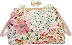 Vintage Embroidered Flower Handbag - Elegant Bohemian Crossbody Purse, Perfect for Parties, Weddings, and Daily Use