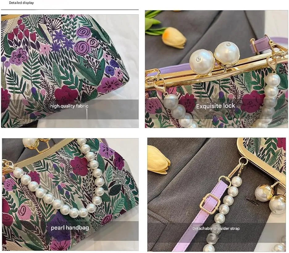 Vintage Embroidered Flower Handbag - Elegant Bohemian Crossbody Purse, Perfect for Parties, Weddings, and Daily Use
