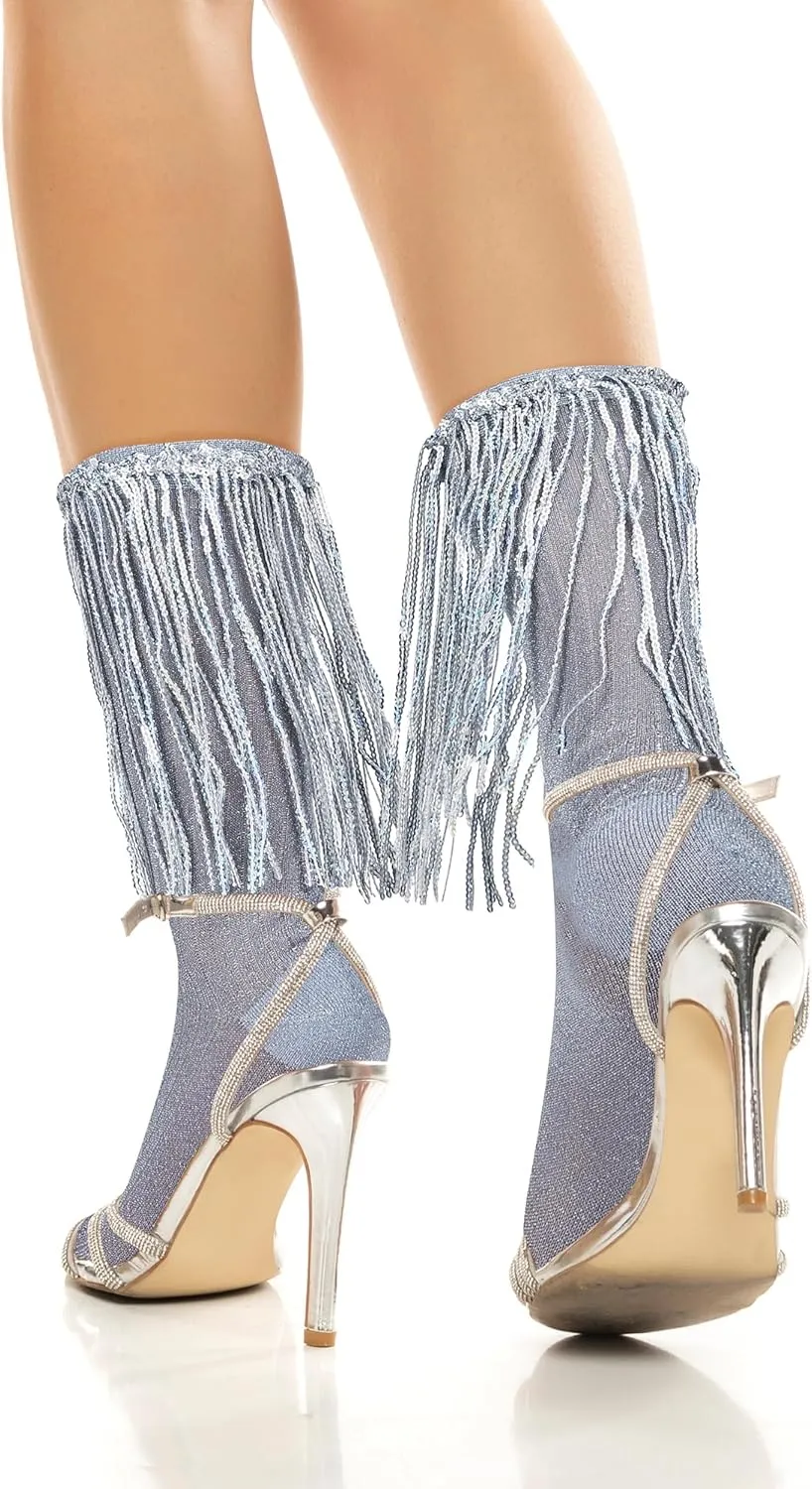 Violet Mist Women's Sparkly Ruffle Socks with Sequins - Cute Glitter Frilly Teen Girls Fun Hippie Sparkle Party Socks