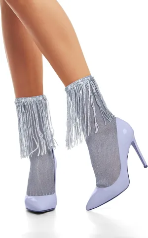 Violet Mist Women's Sparkly Ruffle Socks with Sequins - Cute Glitter Frilly Teen Girls Fun Hippie Sparkle Party Socks