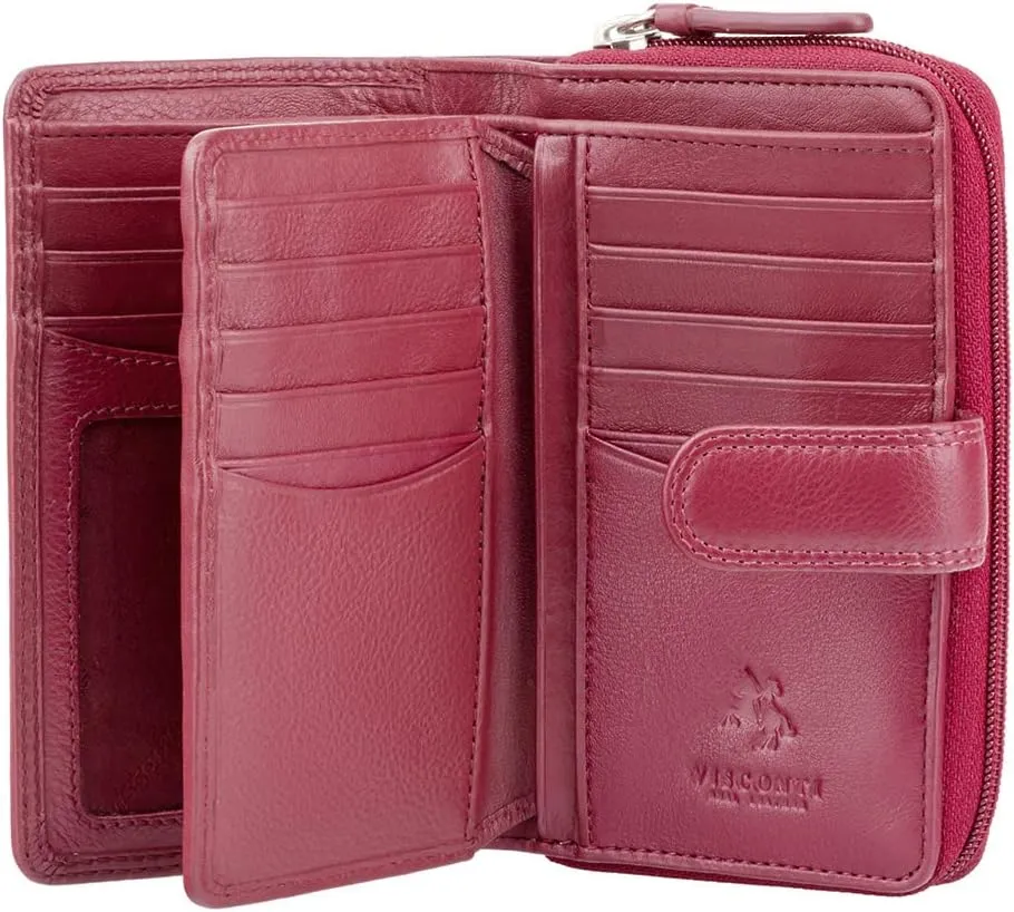 Visconti Heritage-33 Ladies Multi Soft Leather Card Holder Wallet and Purse Red