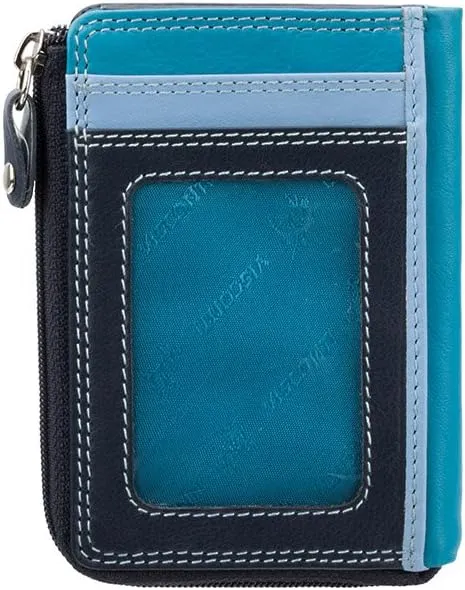 VISCONTI RB110 Phi Phi Womens Leather Slim Zipped ID Credit Card Holder Wallet/Purse (Blue)