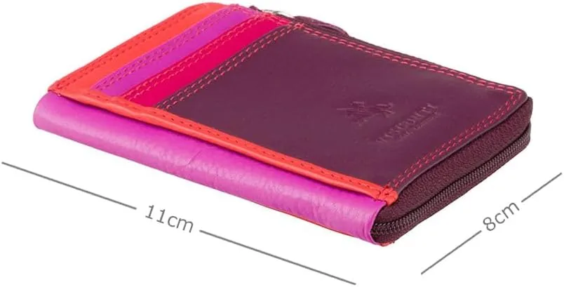 VISCONTI RB110 Phi Phi Womens Leather Slim Zipped ID Credit Card Holder Wallet/Purse (Plum)