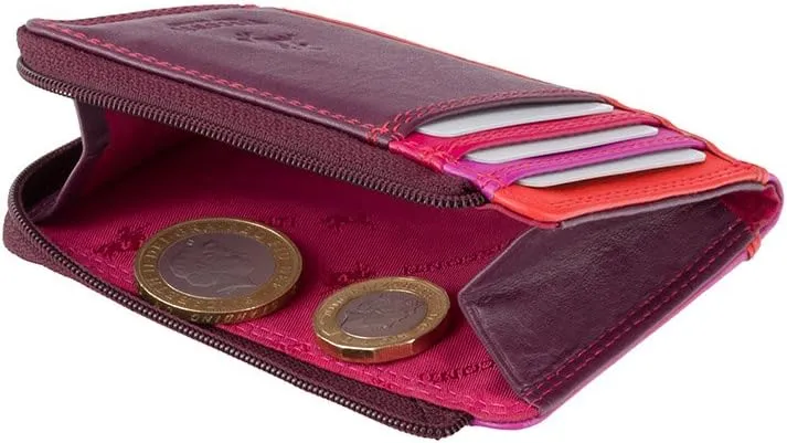 VISCONTI RB110 Phi Phi Womens Leather Slim Zipped ID Credit Card Holder Wallet/Purse (Plum)