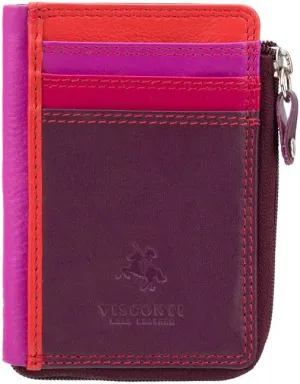 VISCONTI RB110 Phi Phi Womens Leather Slim Zipped ID Credit Card Holder Wallet/Purse (Plum)