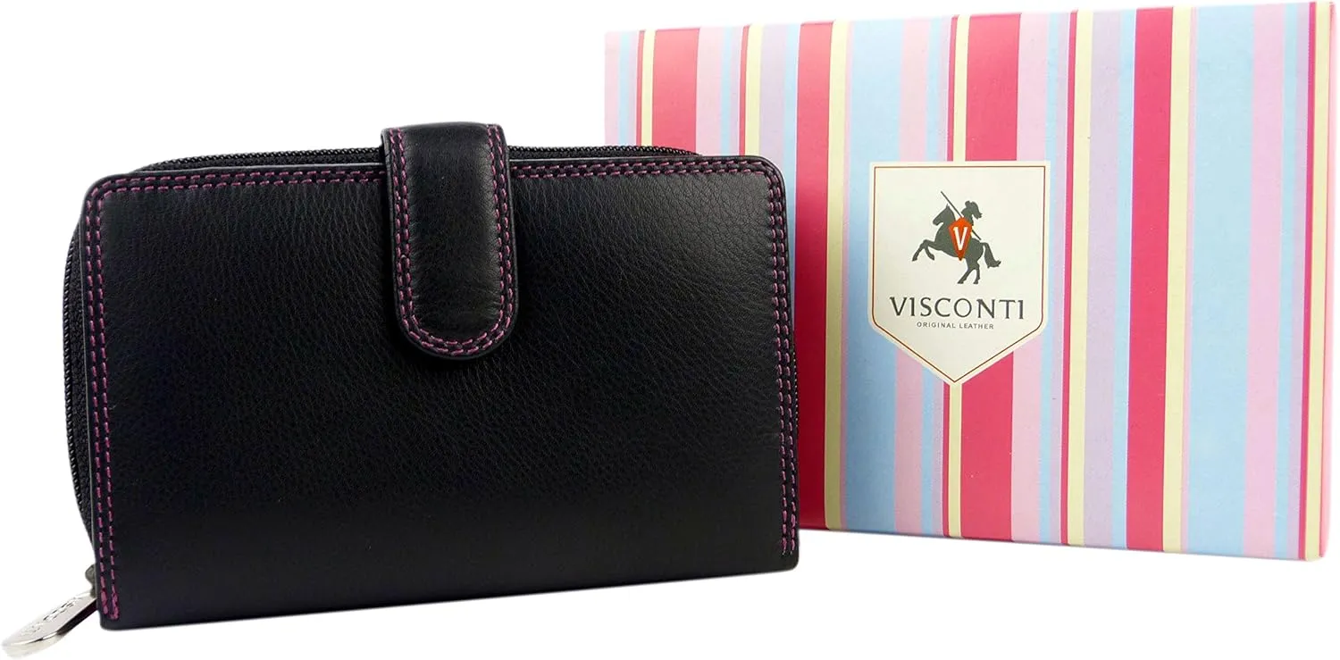 Visconti Women's Leather Purse Wallet - & Berry Colour - Gift Boxed