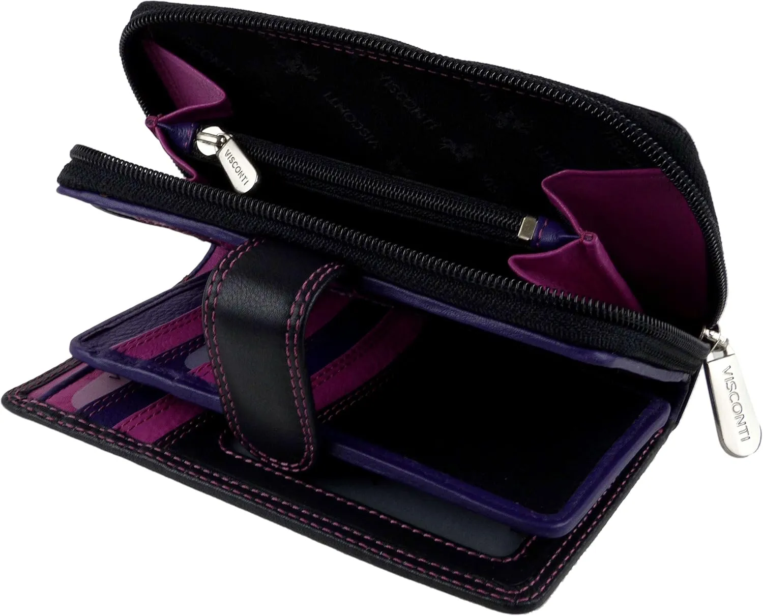 Visconti Women's Leather Purse Wallet - & Berry Colour - Gift Boxed