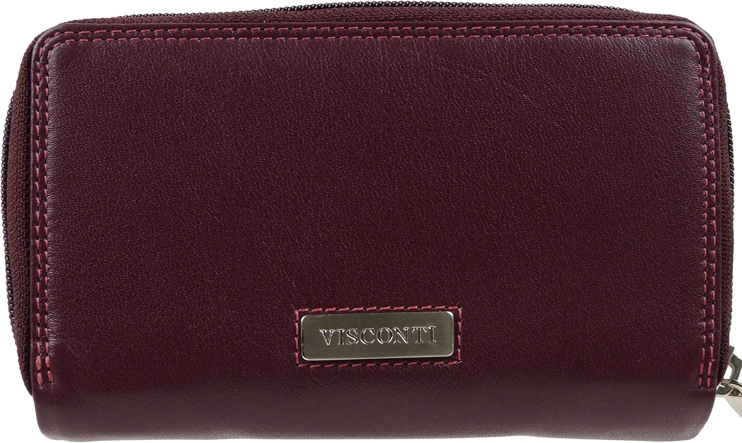 Visconti. Women's Soft Leather Purse Wallet Rio Collection Plum Boxed
