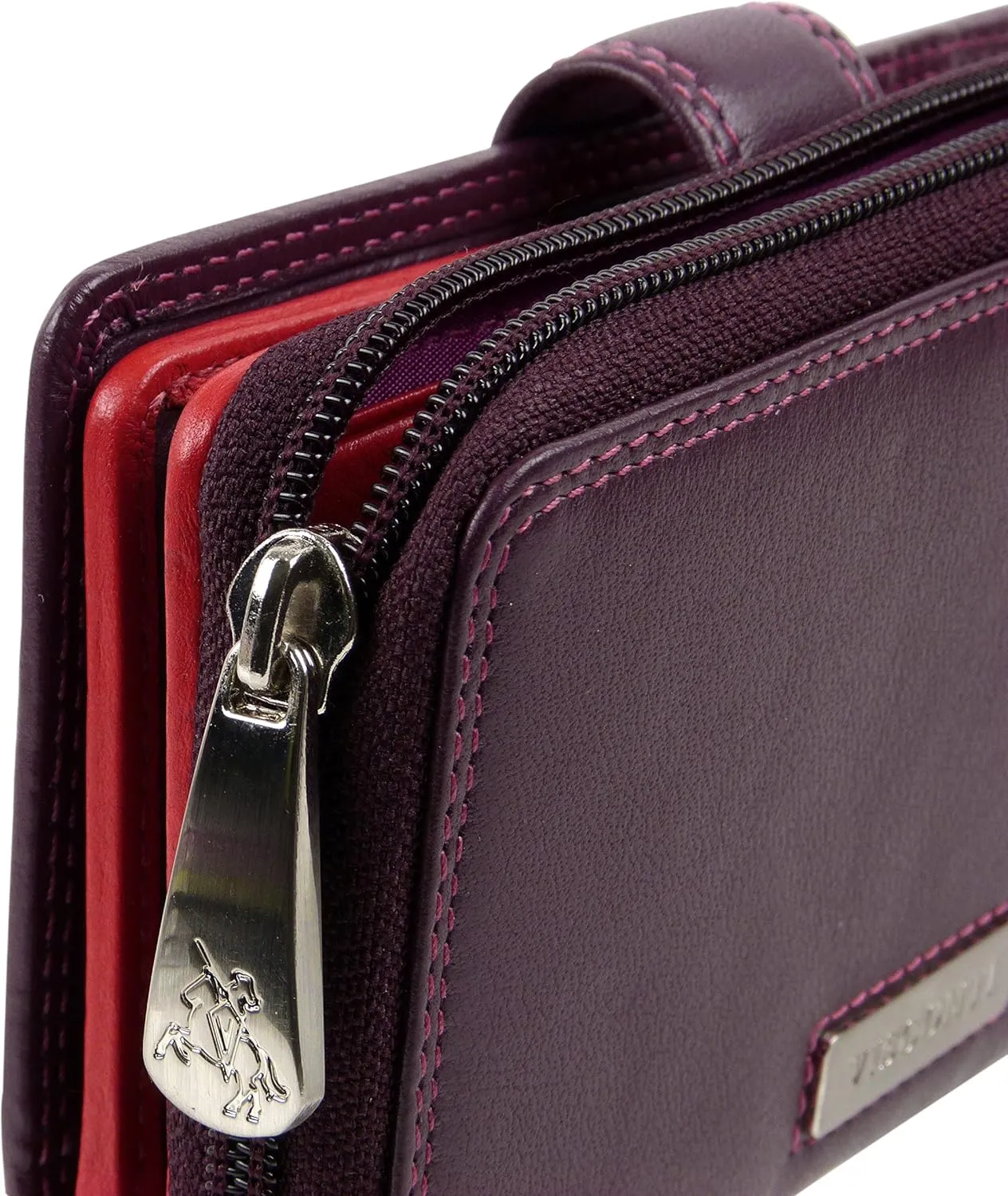 Visconti. Women's Soft Leather Purse Wallet Rio Collection Plum Boxed